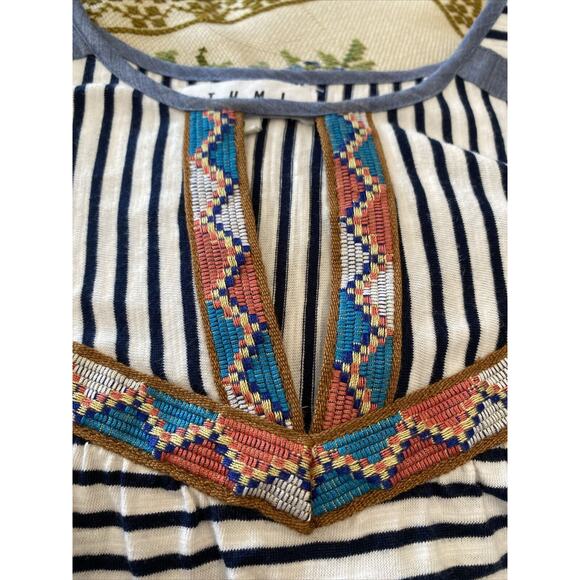 Anthropologie Striped Midi Dress - Navy and White - Picture 10 of 16